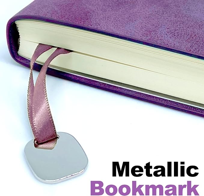 LeStallion Purple Journal To Write In For Women/Men - A5 Purple Faux Leather Notebook - Numbered 120gsm Thick Paper Writing Journal - 200 Pages Wide Ruled Light Purple Soft Cover Note Book