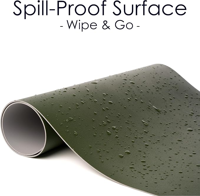Leather Desk Pad Protector, Waterproof Mouse Pad, PU Desk Mat, Office Desk Cover, Desk Writing Mat for Office/Home/Work/Cubicle (Green/Gray) 23.6x13.7 in