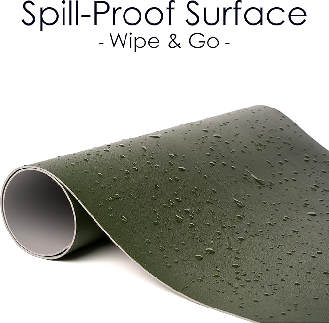 Leather Desk Pad Protector, Waterproof Mouse Pad, PU Desk Mat, Office Desk Cover, Desk Writing Mat for Office/Home/Work/Cubicle (Green/Gray) 9x8 in