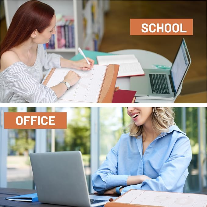 Yoment Desk Calendar 2026-2027 with Desktop Mat, Large Desk Pad Calendar from Now to December 2027, 18 Months Leather Desktop Wall Calendar with Plastic Cover for Home Office School,17x 12,Brown