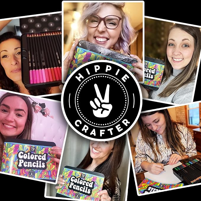 HIPPIE CRAFTER Color Pencils, 72 Colored Pencils for Adult Coloring Books, Professional Artist Set, Premium Soft Pencil Colors for Drawing, Sketching, and Art Supplies for Beginners