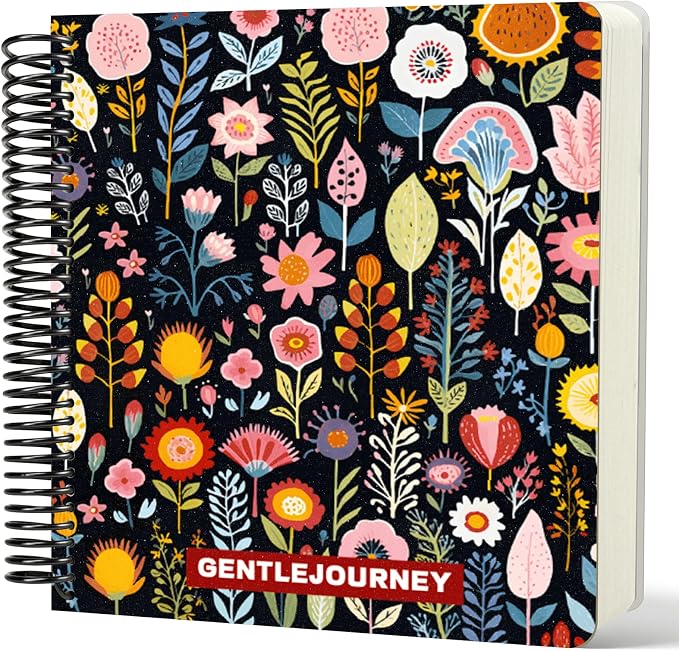 Hardcover Sketchbook,7.2"x 8.3"Spiral Bound Drawing Pad,Vintage Folk Floral | 150gsm(92lb)Acid-Free Thick Paper,Blank Art Journal for Adults,Artists&Beginners,Ideal for Sketching,Doodling and Mixed Media
