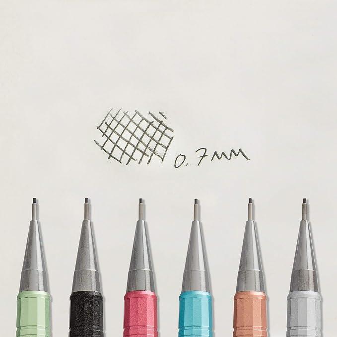 Pentel Sharp Mechanical Pencil, (0.7mm), Medium Line, Metallic Barrel, Assorted Colors, Pack of 3 (P207MBP3M)