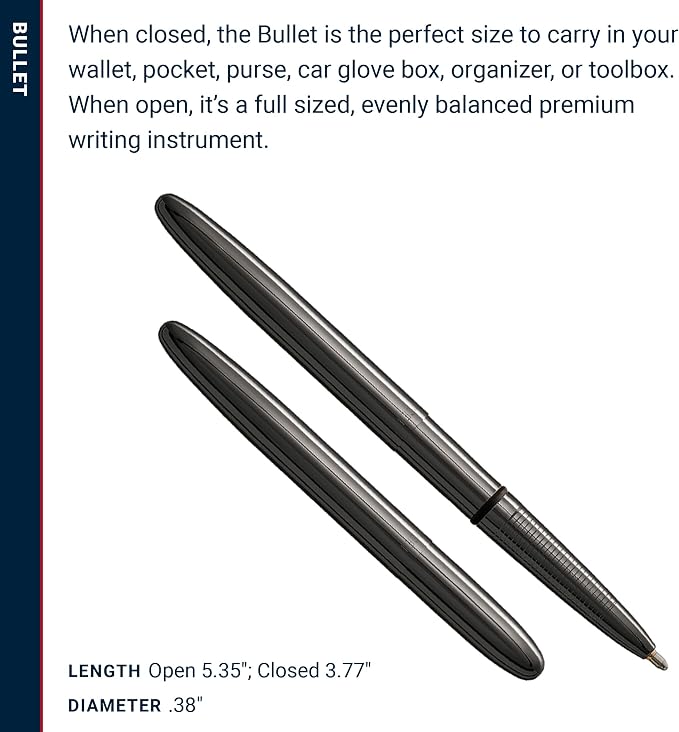 Fisher Space Pen Dark Matter Black Titanium Nitride Bullet Pen, Pressurized Ballpoint Pen, Compact Size, Writes Upside Down, Extreme Temperatures, Black Ink, Medium Point, Gift Box, Made in USA