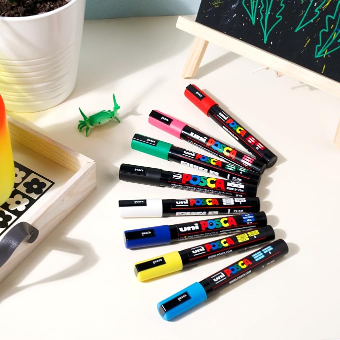 POSCA® PC-5M Paint Markers, 8 Count Medium Reversible Tip Set (1.8–2.5 mm) | Water-Based Opaque Paint Pens for Rock Painting, Wood, Glass, Crafts & Art Projects