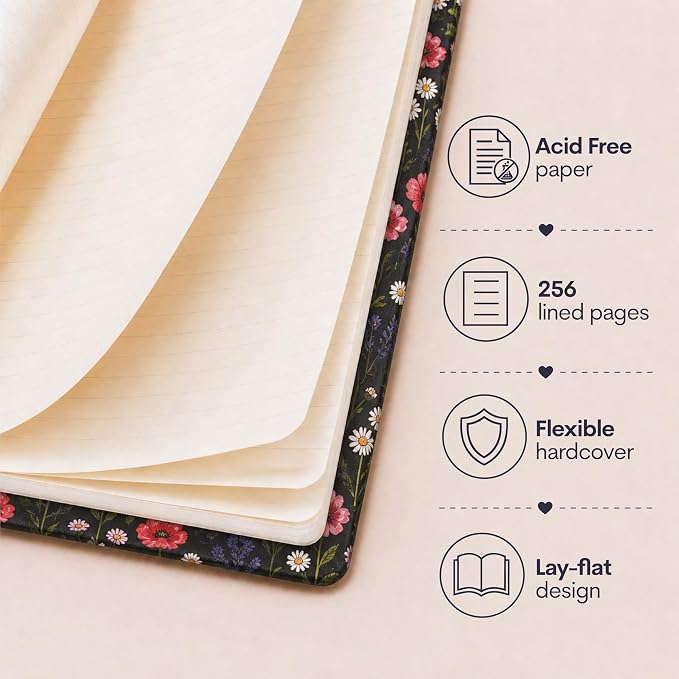 WORLD TRAVELER Eccolo A5 Hardbound Journal Notebook 256 Ivory Lined Pages | Sturdy Flexible Hardcover, 80GSM Acid-Free Ivory Pages, Smyth-Sewn Lay-Flat Binding, Ribbon Bookmark