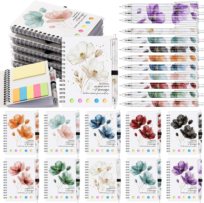 Chuangdi 10 Sets Back to School Teacher Gifts Appreciation Journal Inspirational Notebook with Sticky Notepad Ballpoint Pen Bulk Thank You Gifts for Student Staff Team Coworker Nurse(Watercolor)