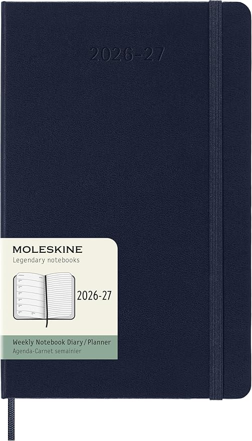 Moleskine Classic 18 Month 2026-2027 Weekly Planner, Hard Cover, Large (5" x 8.25"), Sapphire Blue, 208 pages
