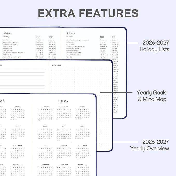 And Per Se Undated Academic Planner, Weekly & Monthly Planner with Goal & Habit Tracker, A5 Hardcover, Royal Blue