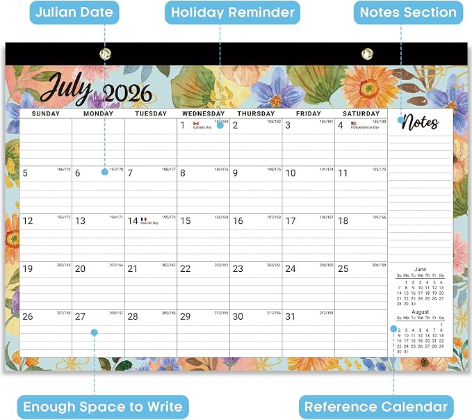 3 Pack of Desk Calendar 2026-2027, 18-Month Calendar Runs from July 2026 to December 2027, Large 17" x 12" Monthly Desktop & Wall Calendar for Home & Office - Botanic Whimsy