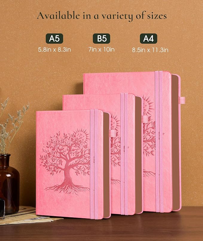 Vintage Leather Journal - 300 Page Lined Journal Notebook with Numbered Pages, A5 Notebook for Women Men,Travel Diary,Daily Journals for Writing, Note Taking, School & Work (5.8" x 8.3")