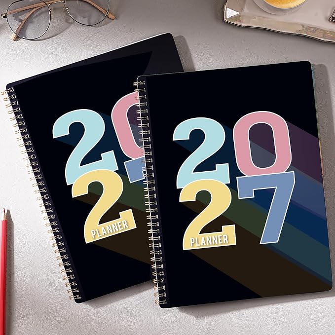 Planner 2027-2027 Calendar Planner, Jan 2027 - Dec 2027, 9" x 11" | 2027 Planner weekly and monthly with Colourful Tabs, Inner Pocket, Premium Paper, Twin-wire Binding