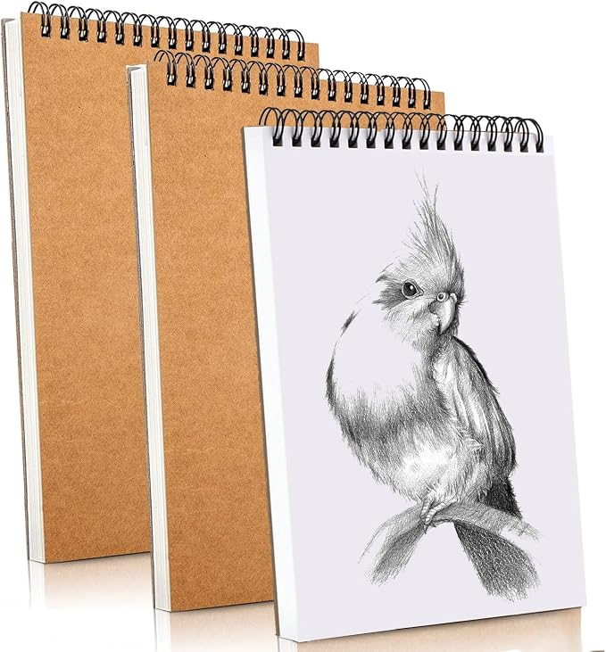Mixed Media Sketch Pad,5.5" x 8.5" Spiral Bound (98lb/160gsm), 90 Sheets, Pack of 3, Durable Acid Free Sketchbook Hardcover Sketchbook, for Wet and Dry Media, Drawing, Painting (3 Pack- 5.5"X8.5")