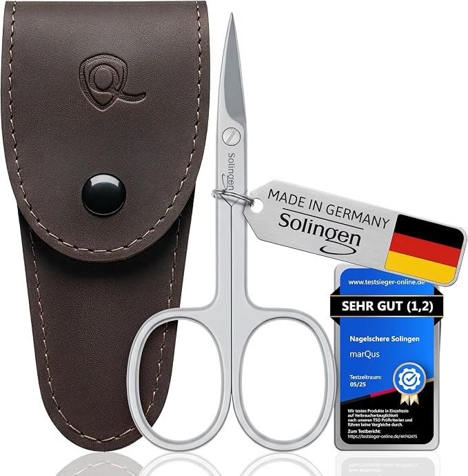 Solingen Nail Scissors Curved Blade – Precision German Steel for Fingernails & Toenails, Manicure & Pedicure, Extra Sharp with Stylish Storage Case