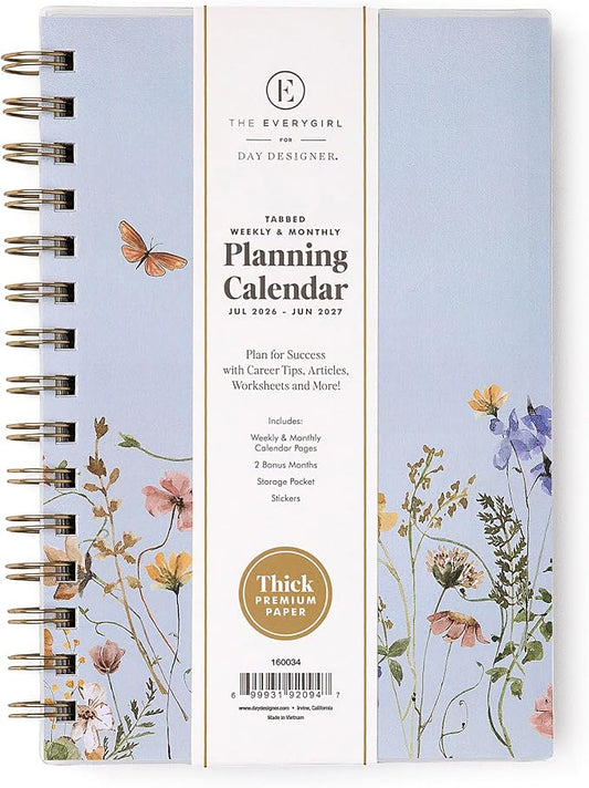 Blue Sky 2026-2027 Weekly & Monthly Academic Planner, 5"x8", Stratford | July 2026 - June 2027, Flexible Cover, Wirebound, Laminated Tabs, Storage Pocket, Stickers, Academic Year, The Everygirl