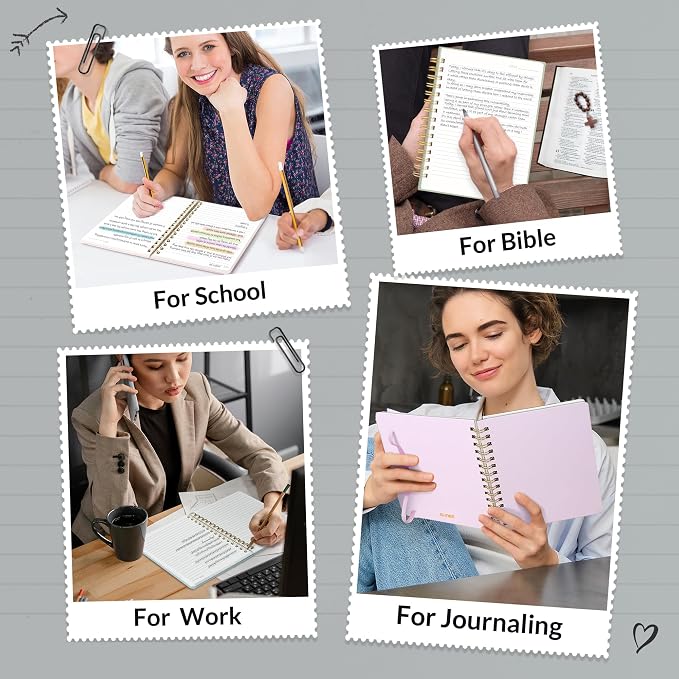 SUNEE Lined Spiral Journal Notebook for Women, 146 Pages College Ruled Hardcover Journaling Notebook for Work, Note Taking and Office School Supplies, A5 -Black