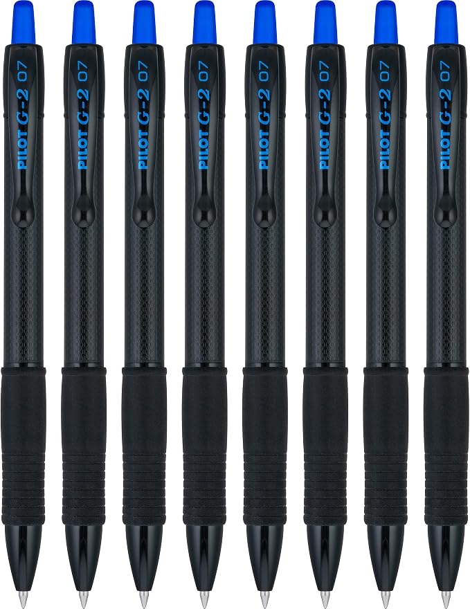 Pilot G2 Edge Blue, Premium Gel Roller Pens, Sensory Writing Experience, 8ct box, Fine Point 0.7 mm