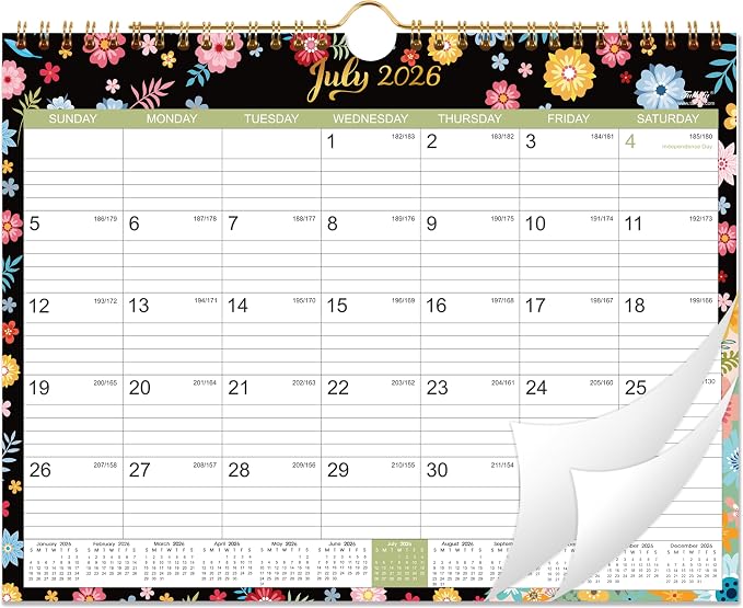 Calendar 2026-2027 - Wall Calendar 2026-2027 with 18 Months，14.6" x 11.5" | Jul 2026 - Dec 2027, Twin-Wire Binding + Hanging Hook + Large Blocks + Julian Dates, Perfect Wall Calendar for Organizing
