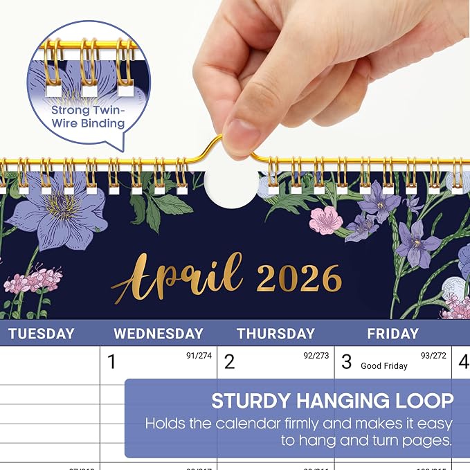 Calendar 2026-2027, 21-Month Wall Calendar Runs from Apr 2026 to Dec 2027,11.5" x 14.7",Large Monthly Calendar with Twin-Wire Binding, Perfect for Home or Office - Midnight Garden
