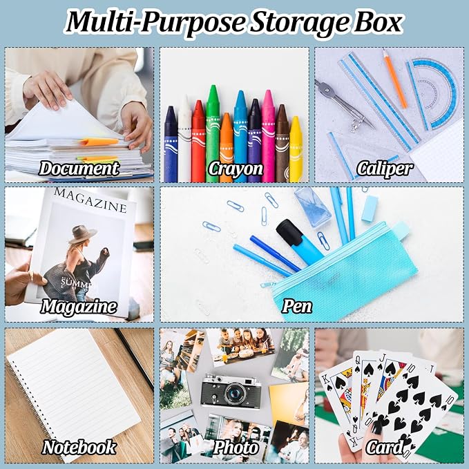 6 Pcs Clear A4 File Box Document Plastic Storage Box Paper Plastic Case Board Game Storage Containers Magazine Protector File Holder with Buckle (Colorful,12.4 x 9.65 x 1.18 Inches) ﻿
