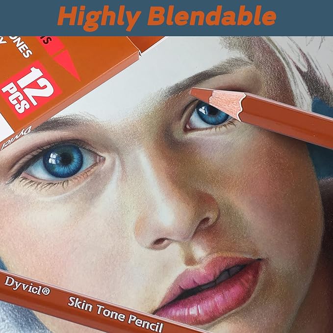 Dyvicl Skin Tone Colored Pencils for Adult Coloring, 12 Colors Art Pencils for Drawing, Sketching, Shading, Soft Core Colored Pencils for Adults, Kids, Beginners, Artists