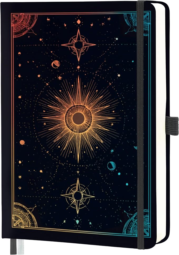 Mlife Lined Journal Notebook for Women & Men,A5 Hardcover PU Leather Journals for Writing,100 GSM Thick Paper, Perfect for College,Work,Office Supplies,Space Style