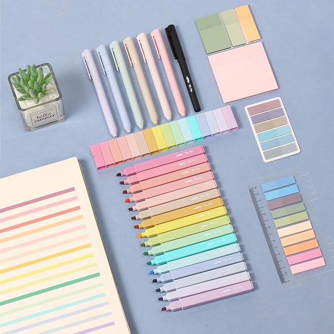 Mr. Pen- Aesthetic Book Annotation Kit, 16 No Bleed Aesthetic Highlighters | 6 Colored Ink Gel Pens, 700 Sheets Transparent Sticky Notes & Tabs for Study, Bible Journaling, Planner, Office Supplies