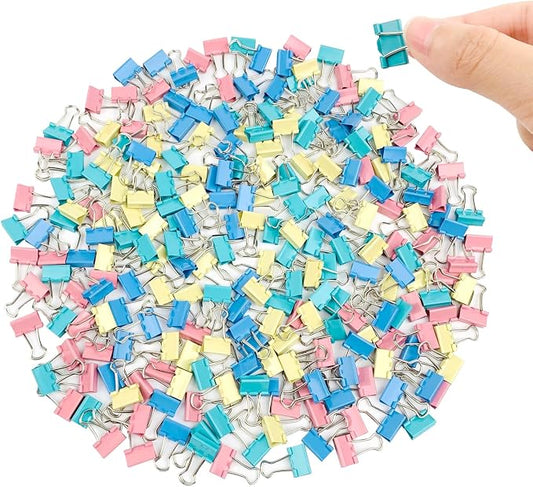 Ykimok 240-Pack Mini Binder Clips in 4 Colors (Blue, Yellow, Red, Green), 15mm/0.6-Inch Small Paper Clips for Home, School, Office and Business