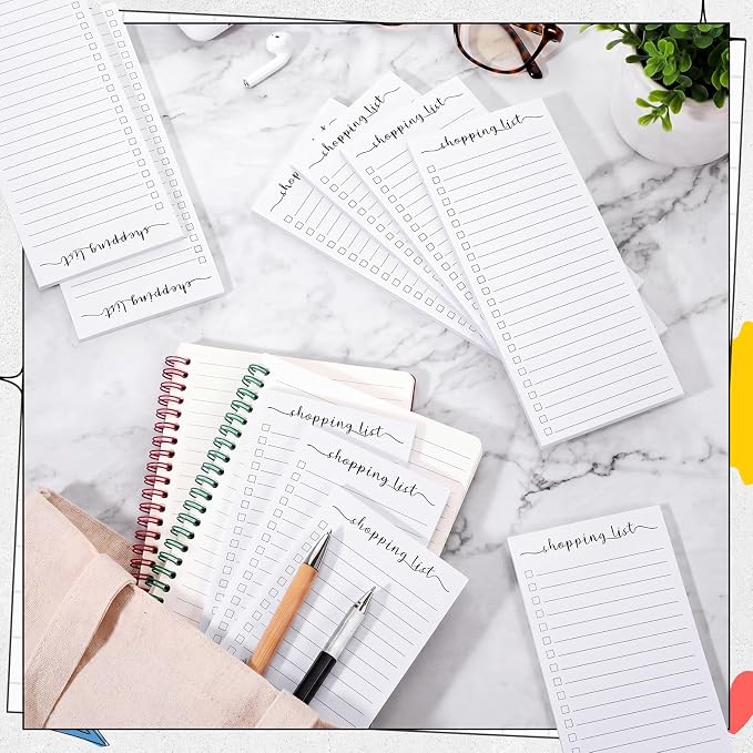 Censen 10 Pack 500 Sheets to Do List Notes Daily Checklist Notepad with 50 Sheets Undated Memo Pad Color Block Shopping List Weekly Plan Notepad Organizer Planners(White,Shopping)