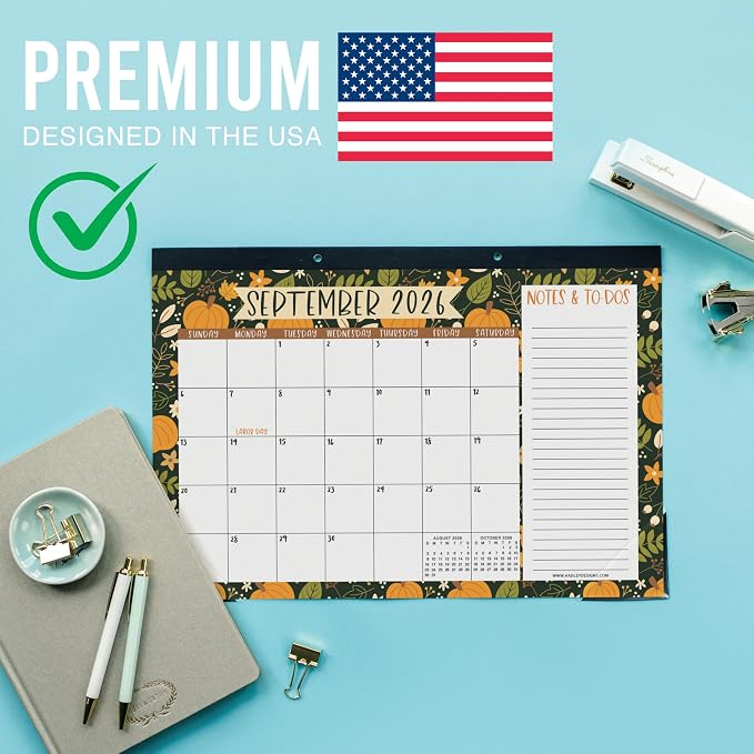 Hadley Designs Large Teacher Desk Calendar 2026-2027 - Desktop Calendar 2026, 18-Month Academic Desk Calendars for School, Home & Office, Cute Classroom Must Haves, Back to School Teacher Gifts
