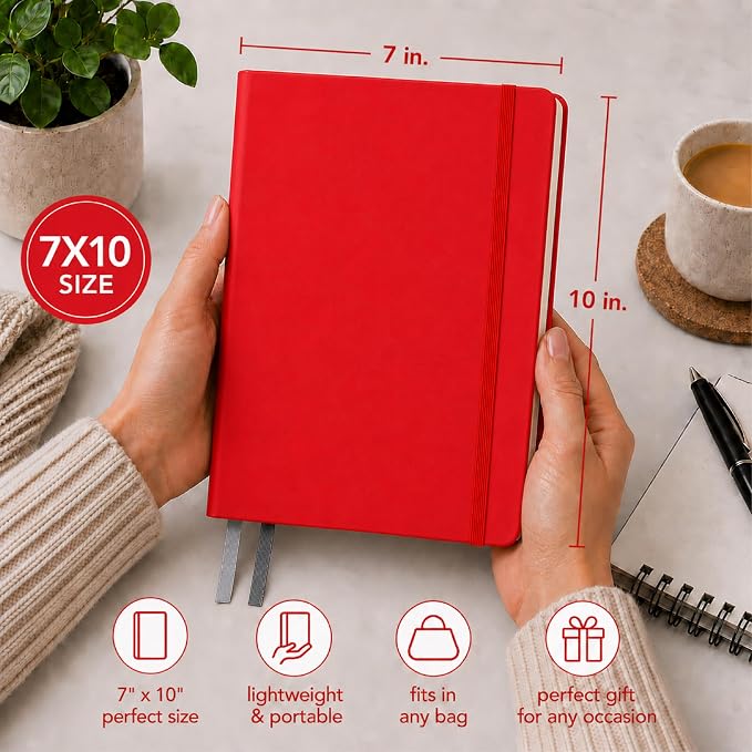 Eccolo Cool Jazz Hardbound Writing Journal, 192-Page Lined Paper, Lay-Flat | Elastic Band Closure, Interior Gusset Pocket, Double Ribbon Bookmarks and Built-In Pen Holder, Durable Section-Sewn Binding