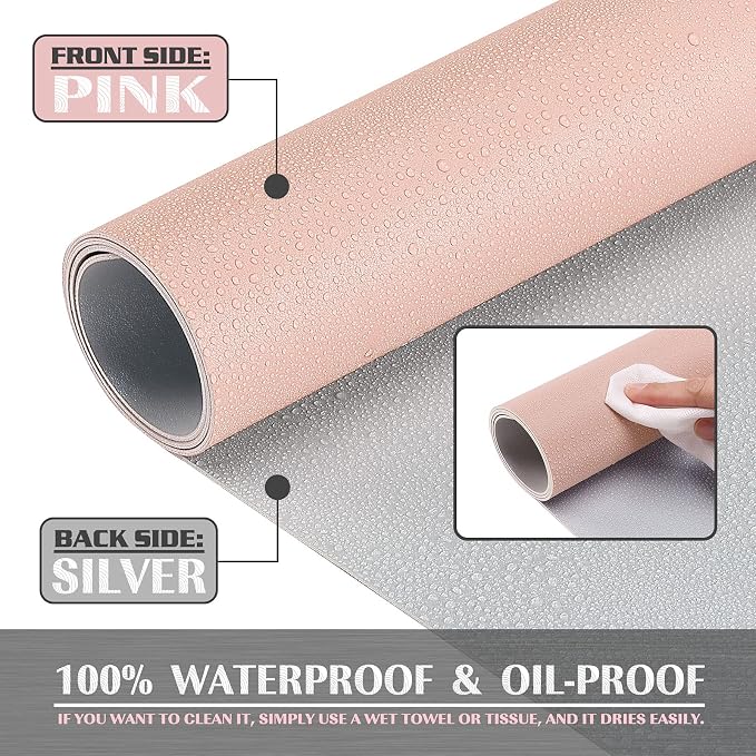 K KNODEL Extra Large Desk Mat, Leather Mouse Pad (47.2"x23.6", Pink) | Desk Pad, Keyboard Pad, Computer and Laptop Mat, Desktop Protector and Cover, Writing Pad and Blotter for Home Office