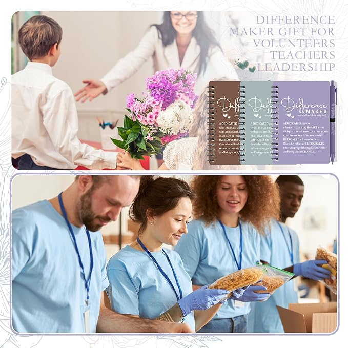 Tellingyou 20 Sets Difference Maker Employee Appreciation Gift for Coworker to Do List Notebooks with Ballpoint Pen Note Pads Journal Back to School for Teacher Nurse Staff Team (Morandi Earth Tones)
