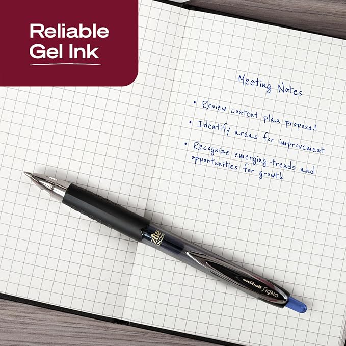 uniball™ 207 Gel Pens, Blue Ink, 0.5mm Micro Point, Retractable, 12 Count, Smooth Writing, Fraud-Resistant, uni Super Ink™