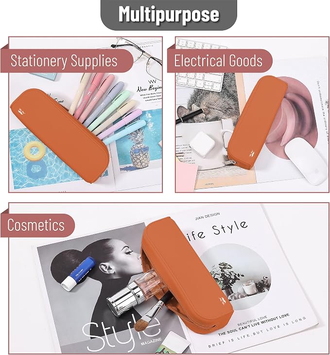 Mr. Pen- Silicone Pencil Case, Aesthetic Pencil Bag for Women, Makeup Pouch | Multifunctional Pouch for Stationery, Cosmetics and Electrical Goods Storage