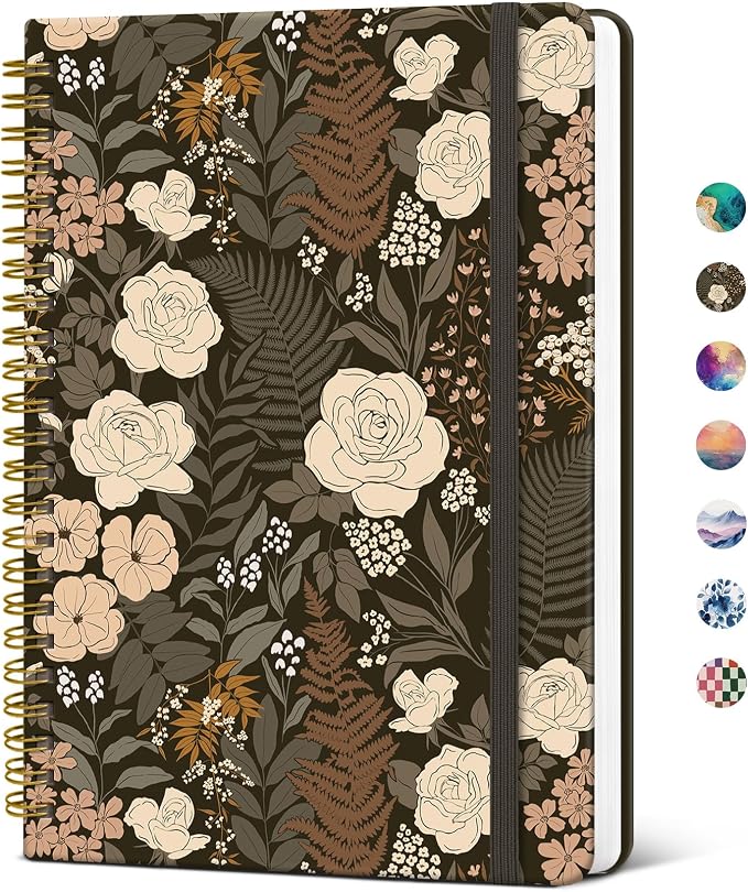 Taja Lined Spiral Notebook Journal for Women A5(5.8" × 8.3"), Cute Hardcover Notebook for Work, School & Note Taking, Pretty College Ruled Journal for Writing, 140 Pages, Wild Rose