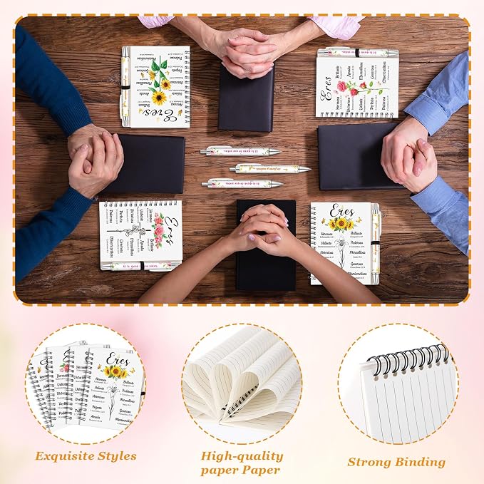 Colarr 12 Sets Spanish Christian Notebooks Bulk for Women Pen and Notebook Gift Set Regalos Cristianos En Español Religious Prayer Scripture Christmas Christian Gift with Bible Verse(Eres)
