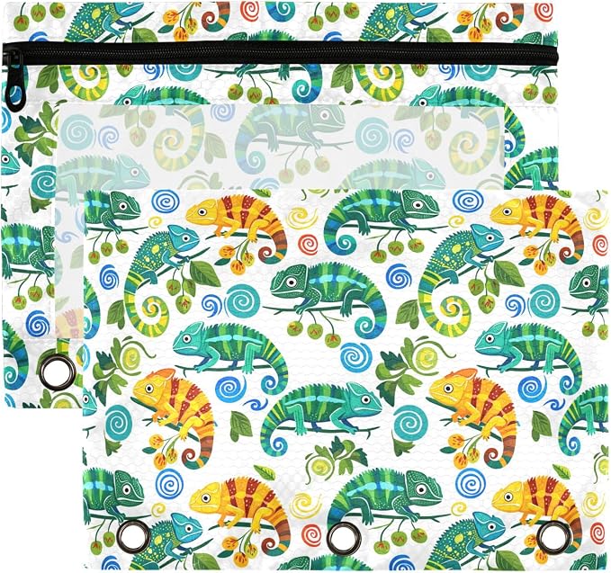 Insect Beetle Ladybird Binder Pouches 3 Ring for Boys Girls School Office College Supplies Nature Bug Butterfly Dragonfly Bees Pencil Pouches Case Bag with Clear Window and Zipper 2 Pack