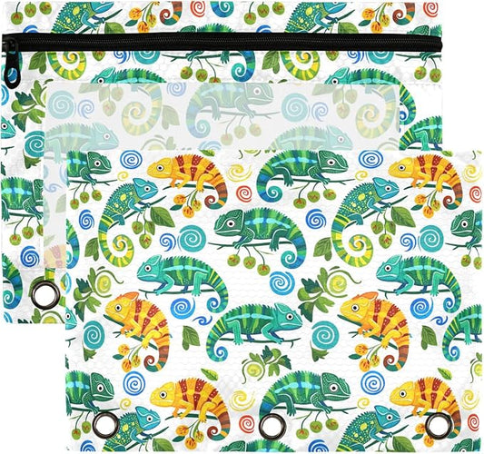 Insect Beetle Ladybird Binder Pouches 3 Ring for Boys Girls School Office College Supplies Nature Bug Butterfly Dragonfly Bees Pencil Pouches Case Bag with Clear Window and Zipper 2 Pack