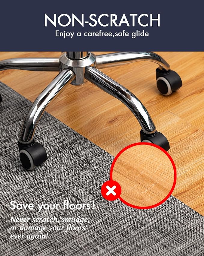 BARoyal Office Chair Mat for Hardwood Floor Under Desk Computer Rolling Chair Mat for Wood/Tile Floor Non-Slip Heavy Duty Desk Rug PVC Plastic Hard Floor Protector 36" x 48"(Gravel)