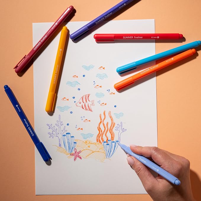 DIVERSEBEE Fine Tip Pens, 0.5mm Fine Point, Assorted Colors (Summer) | 8 Bible Pens No Bleed Through Fineliners, Markers for Journaling, Bible Study Journaling Supplies and Accessories