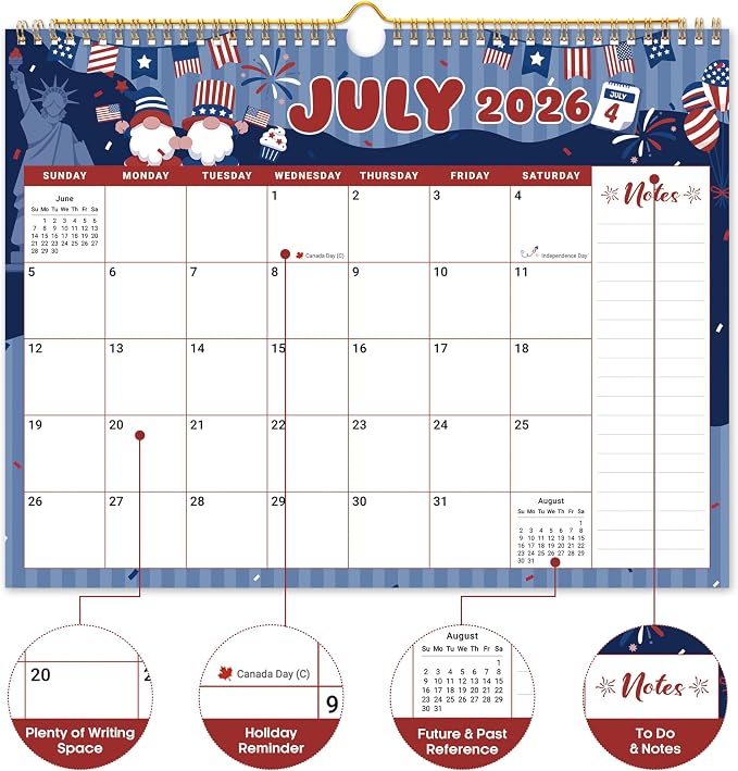 Calendar 2026-2027, Monthly Wall Calendar from April 2026 to December 2027, 11.5" x 14.7", Spiral Binding Hanging Wall Calendar, Perfect for Home or Office,Watercolor Festival