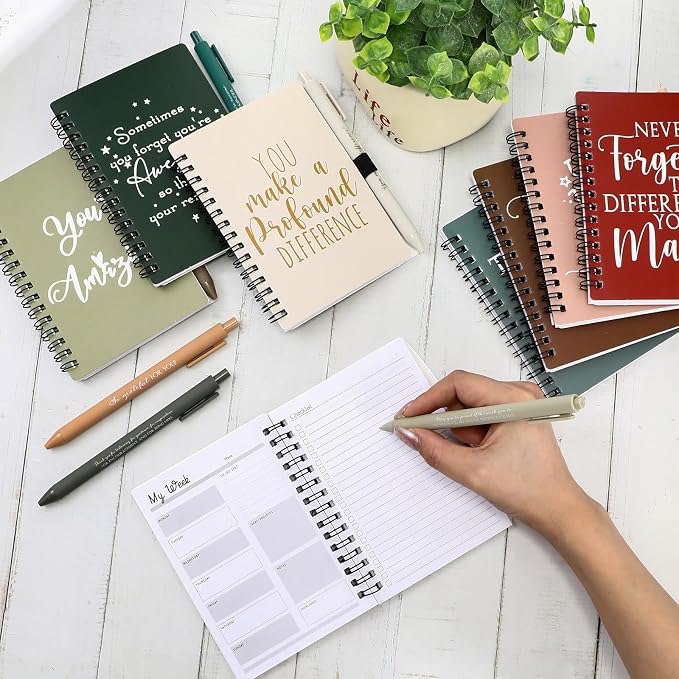 Tellingyou 100 Pcs Bulk Employee Appreciation Gifts A6 Notebook with Pens Back to School Gift Thank You for Teacher Student Team Office Coworker Staff Volunteers Affirmation Gifts (Joyous Colors)