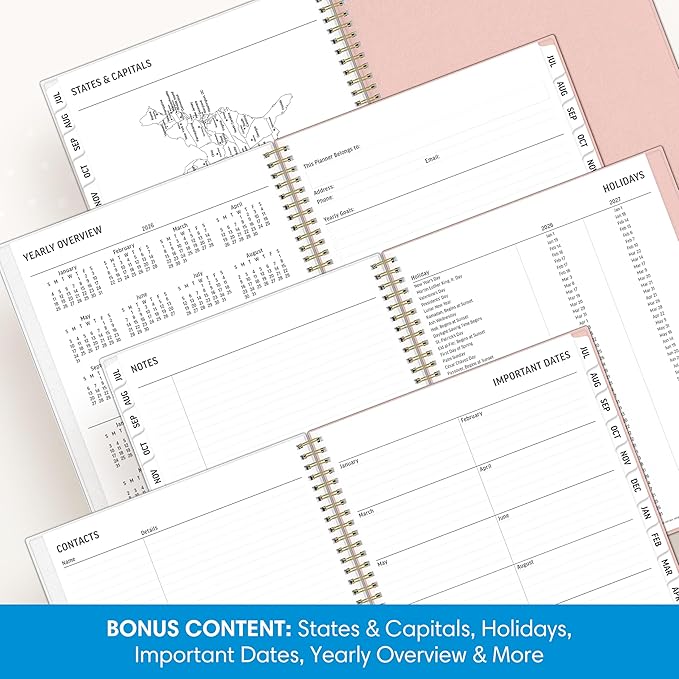 Blue Sky 2026-2027 Weekly & Monthly Academic Planner, 8.5"x11", Charlotte | July 2026 - June 2027, Large Print, Flexible Cover, Wirebound, Storage Pocket, Laminated Tabs, Academic Year