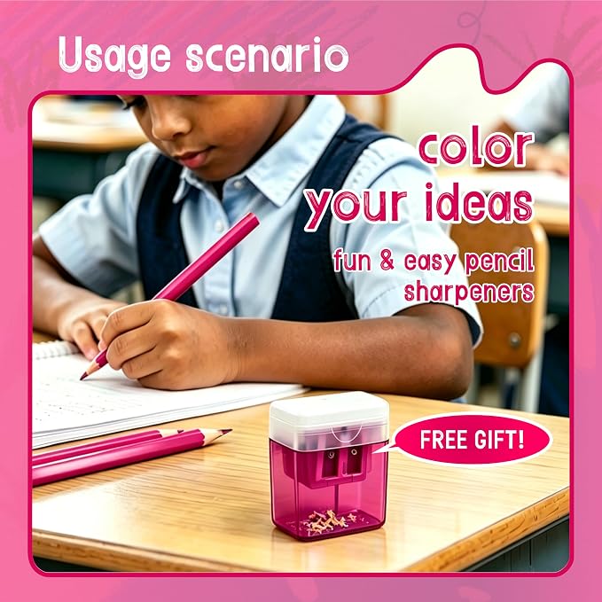 24Piece Pink Colored Pencils Set with Sharpener, Pre-Sharpened Professional Wooden Art Pencils for Artists Drawing and Sketching, Premium Colored Tone Supplies Delivering Detailed Painting(Pink)