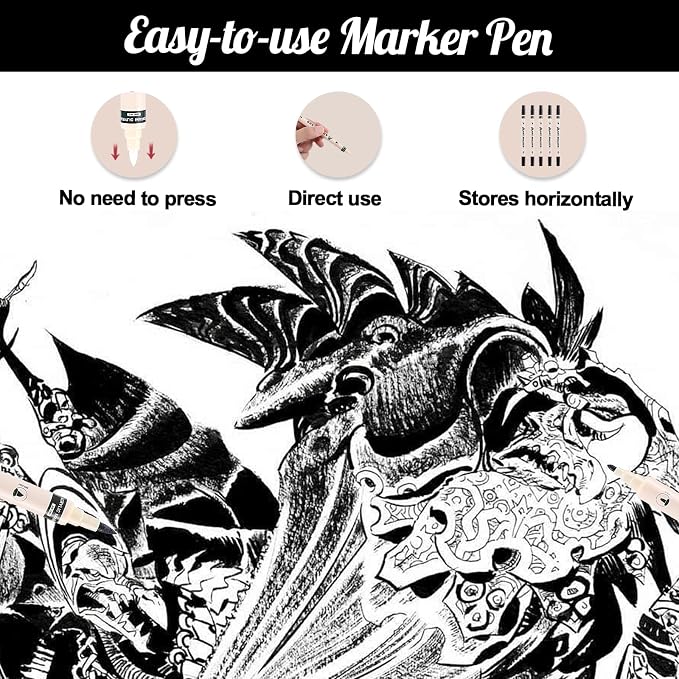 Thboxes Black Paint Markers 10 Pack, Dual Tip Acrylic Paint Pens | Fine & Brush Tips, Water-Based Quick-Dry Ink, Works on Wood, Glass, Rock, Fabric, Plastic, Canvas and More