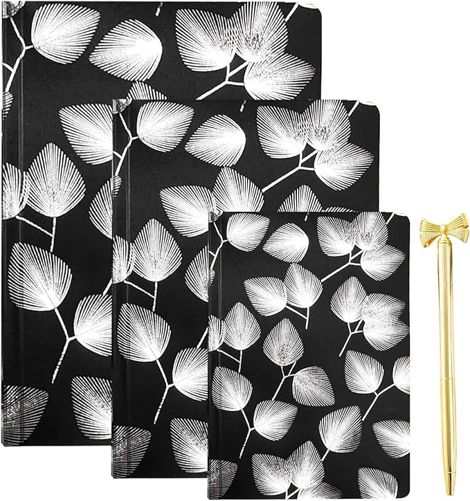Notebook Set, Ruled Journal Notebook with Pen & Lined Pages, A5 Soft Paper Cover Notebook Set, Fancy Notebook Gift Set, Soft Cover Composition Notebooks for School Office Supplies (BLACK)