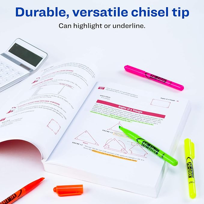 Avery Hi-Liter Pen-Style Highlighters, Smear Safe Ink, Chisel Tip, 6 Assorted Color Highlighters (23585)