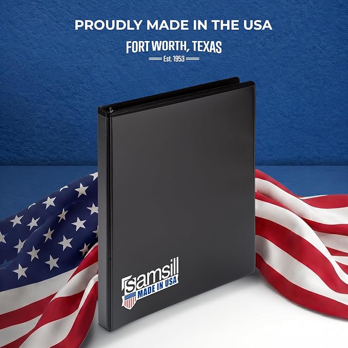 Samsill 0.5 Inch 3 Ring Binders, Economy Round Ring, Clear View Cover, 100 Sheet Capacity - for School, Home, Office - Black, 12 Pack