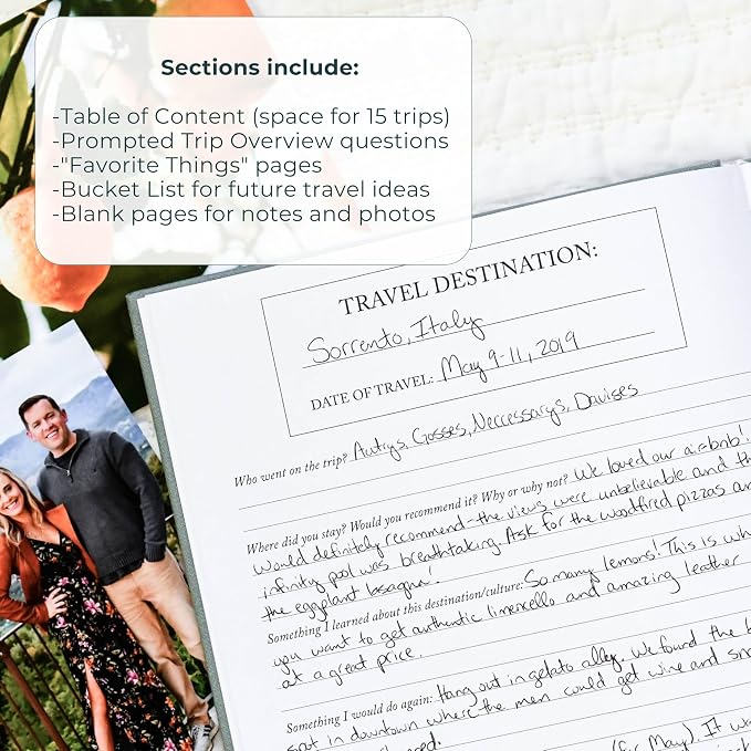 DUNCAN & STONE PAPER CO. Travel Journals - Elegant Journaling Notebook To Record All Your Travel Adventures Up To 15 Trips (Rose,110 Page)